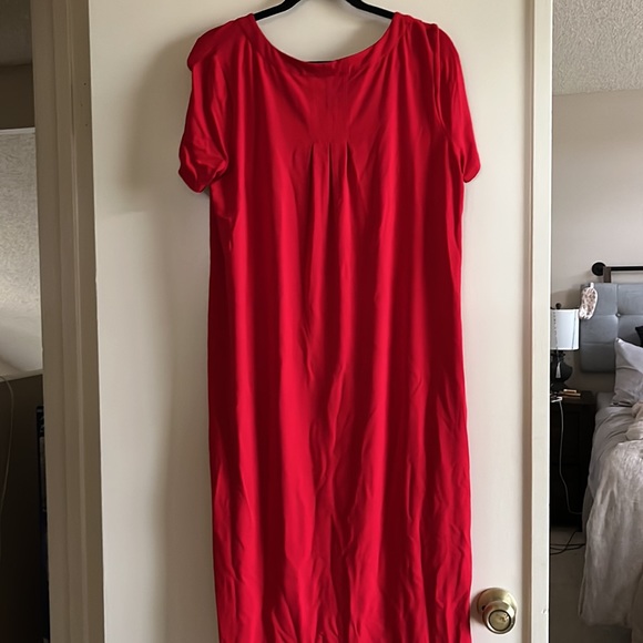 J Jill red t-shirt knit midi dress size M - Picture 4 of 5